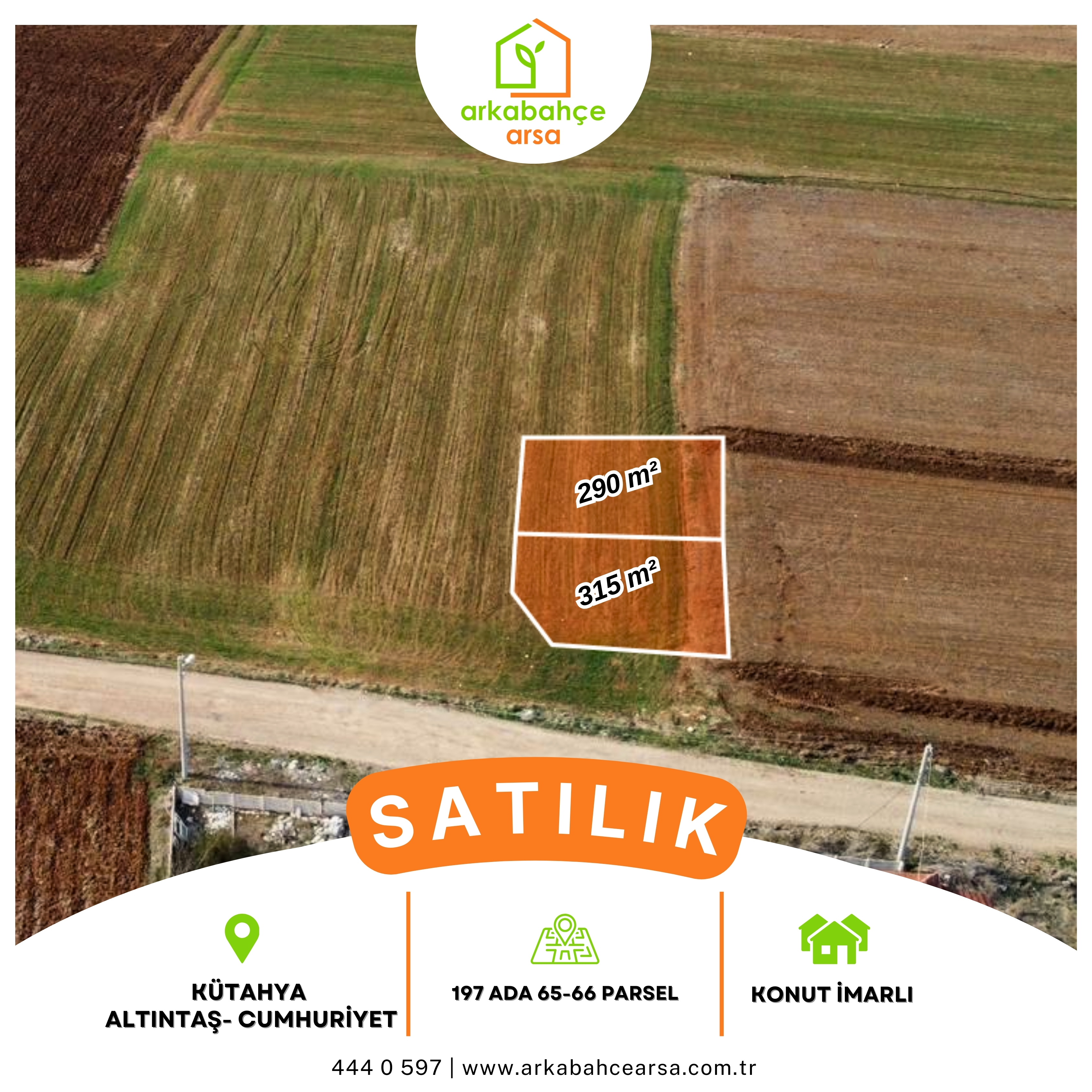 Arka Bahçe Arsa | Kütahya / Altıntaş / Cumhuriyet Satılık Arsa